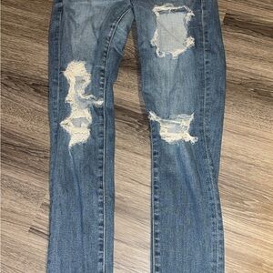 American Eagle Outfitters Ripped Blue Skinny Jeans